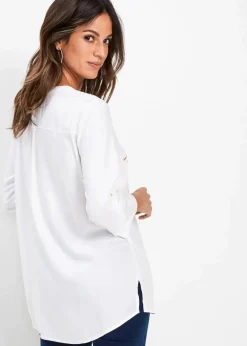 bonprix Bekleidung·Jacken & Mäntel|Nachhaltigere Materialien^Tunikabluse aus fließender Viskose weiß