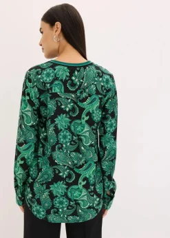 bonprix Blusen & Tuniken|Nachhaltigere Materialien^Tunikabluse aus fließender Viskose grün paisley
