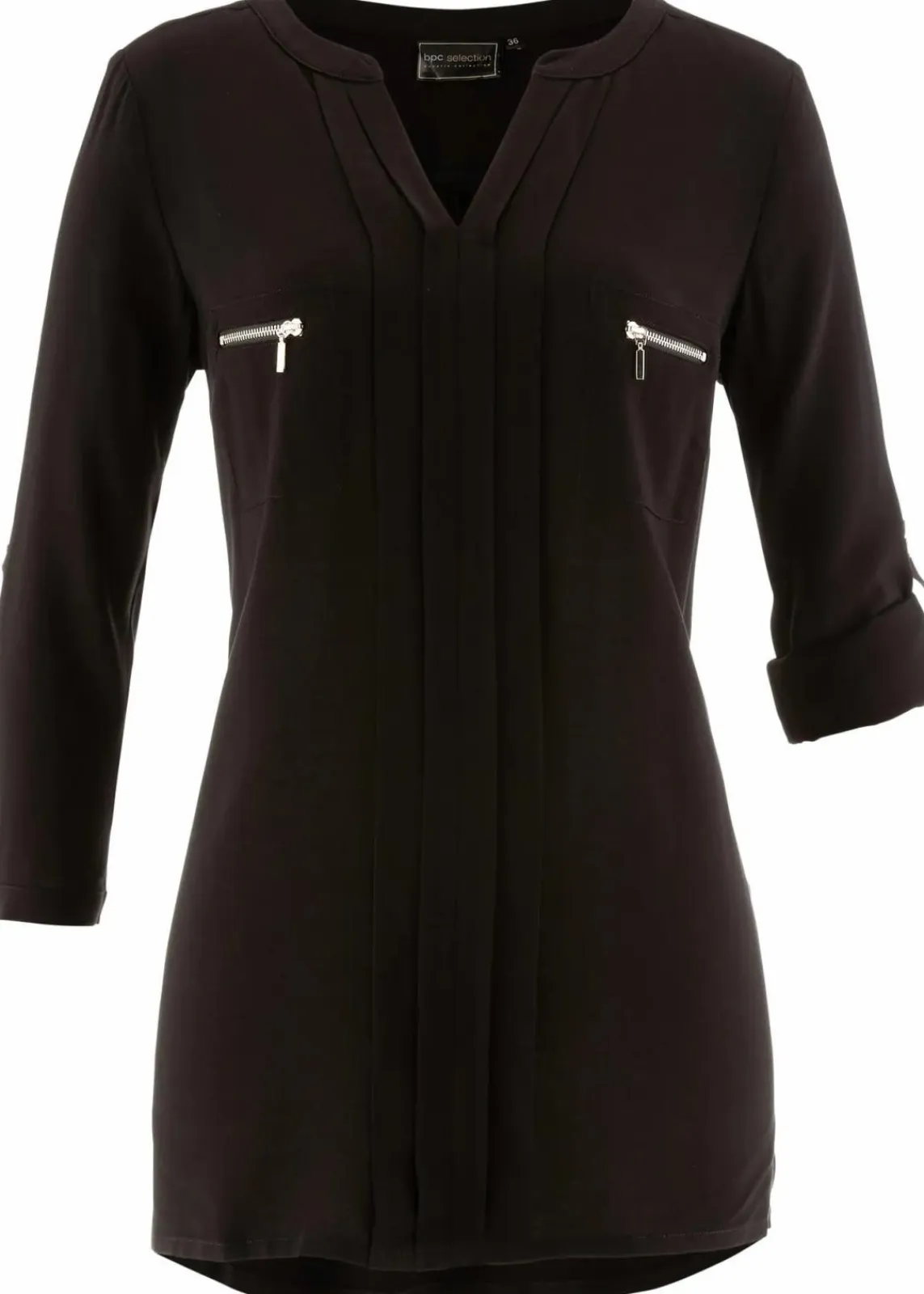 bonprix Blusen & Tuniken|Nachhaltigere Materialien^Tunikabluse aus fließender Viskose schwarz