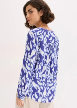 bonprix Blusen & Tuniken|Nachhaltigere Materialien^Tunikabluse aus fließender Viskose blau/weiß/hellblau bedruckt