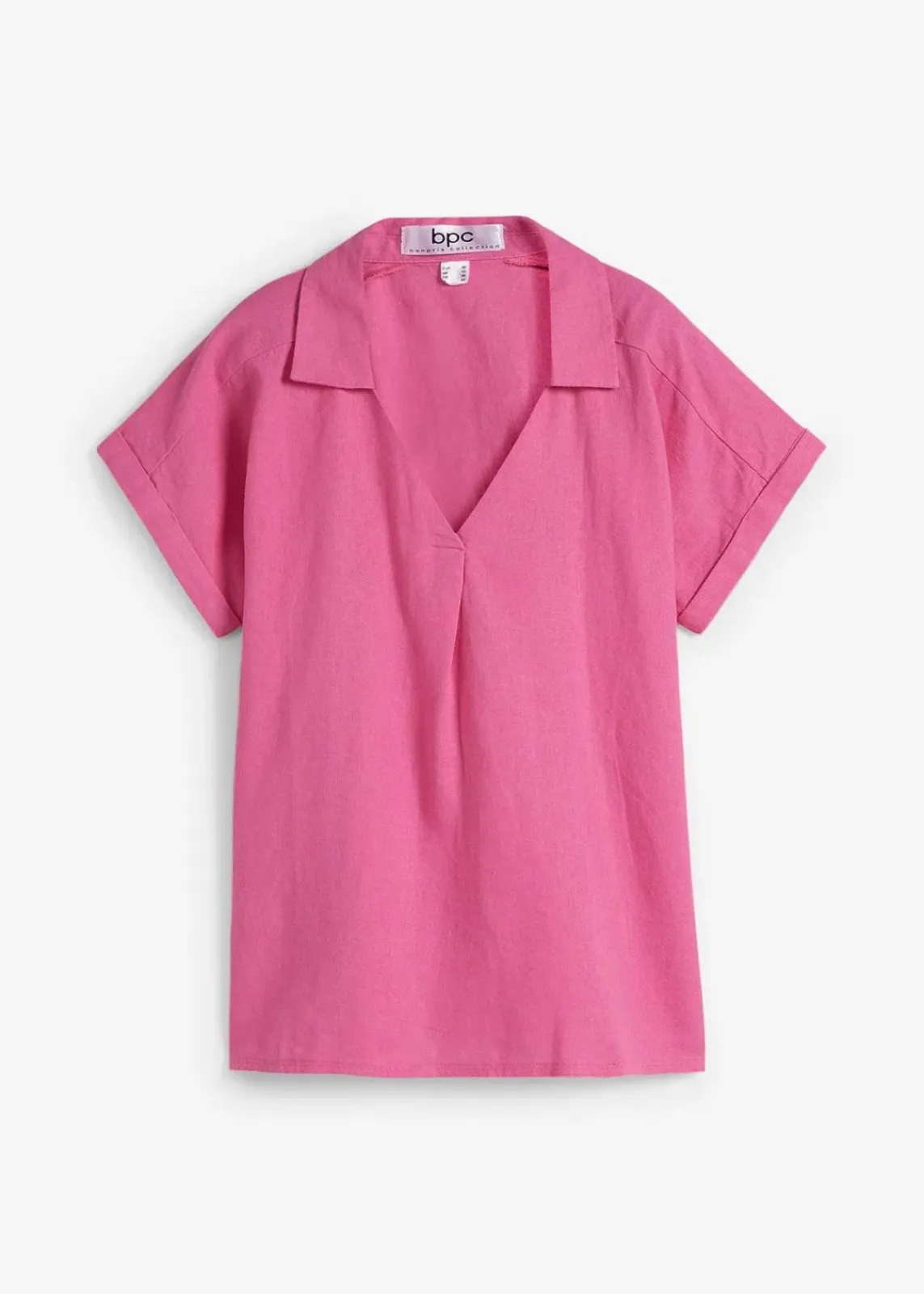 bonprix Bekleidung·Jacken & Mäntel|Blusen & Tuniken^Tunikabluse aus luftigem Leinen-Mix flamingopink
