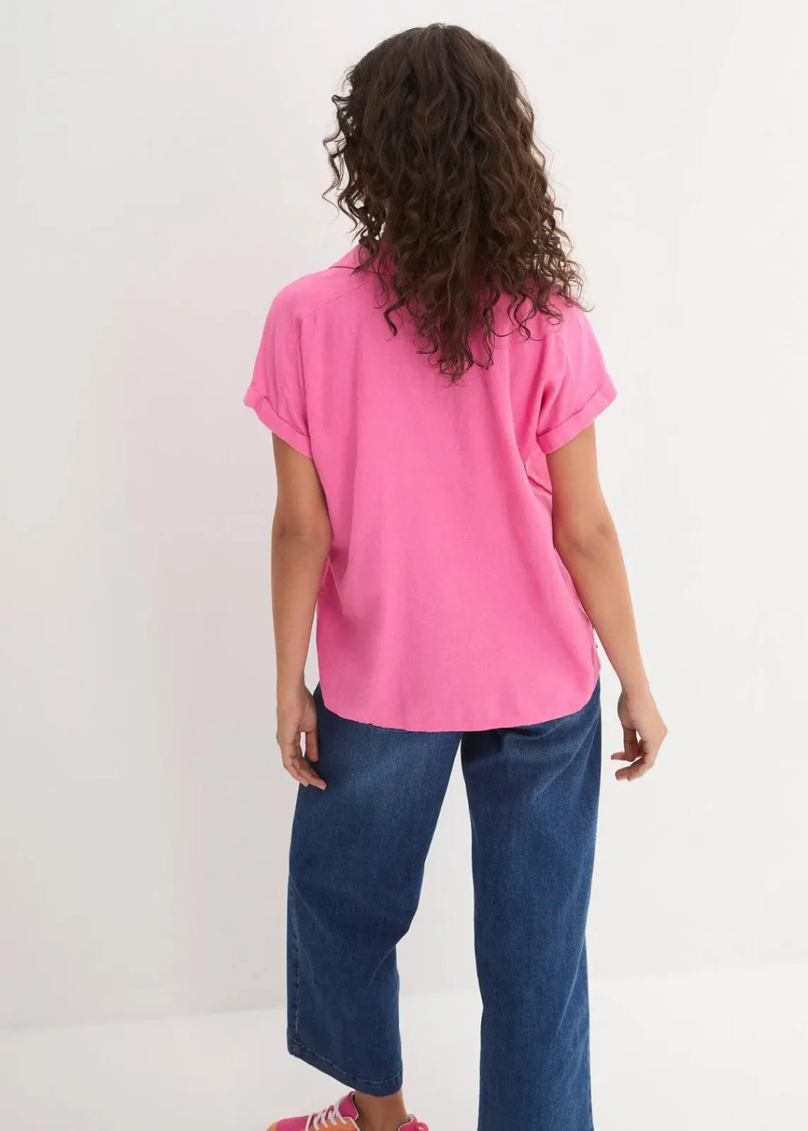 bonprix Bekleidung·Jacken & Mäntel|Blusen & Tuniken^Tunikabluse aus luftigem Leinen-Mix flamingopink