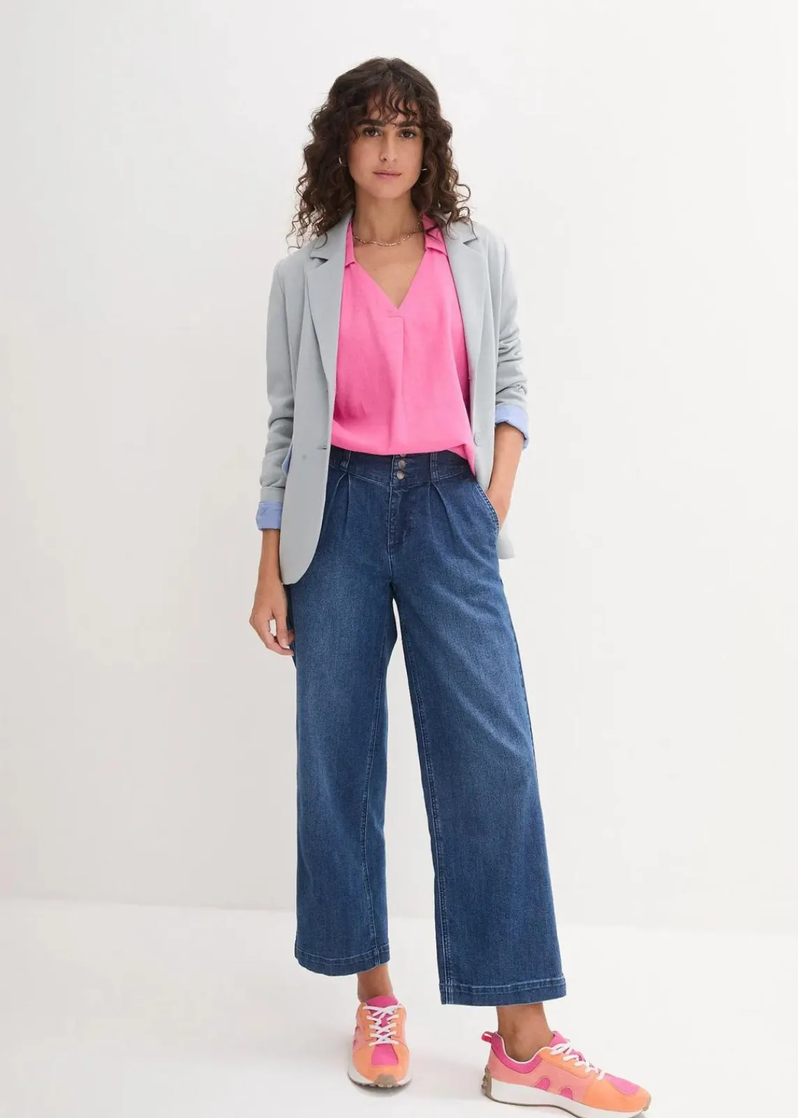 bonprix Bekleidung·Jacken & Mäntel|Blusen & Tuniken^Tunikabluse aus luftigem Leinen-Mix flamingopink