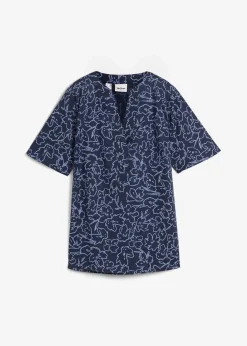 bonprix Blusen & Tuniken^Tunikabluse aus reiner Baumwolle dunkelblau/perlblau floral