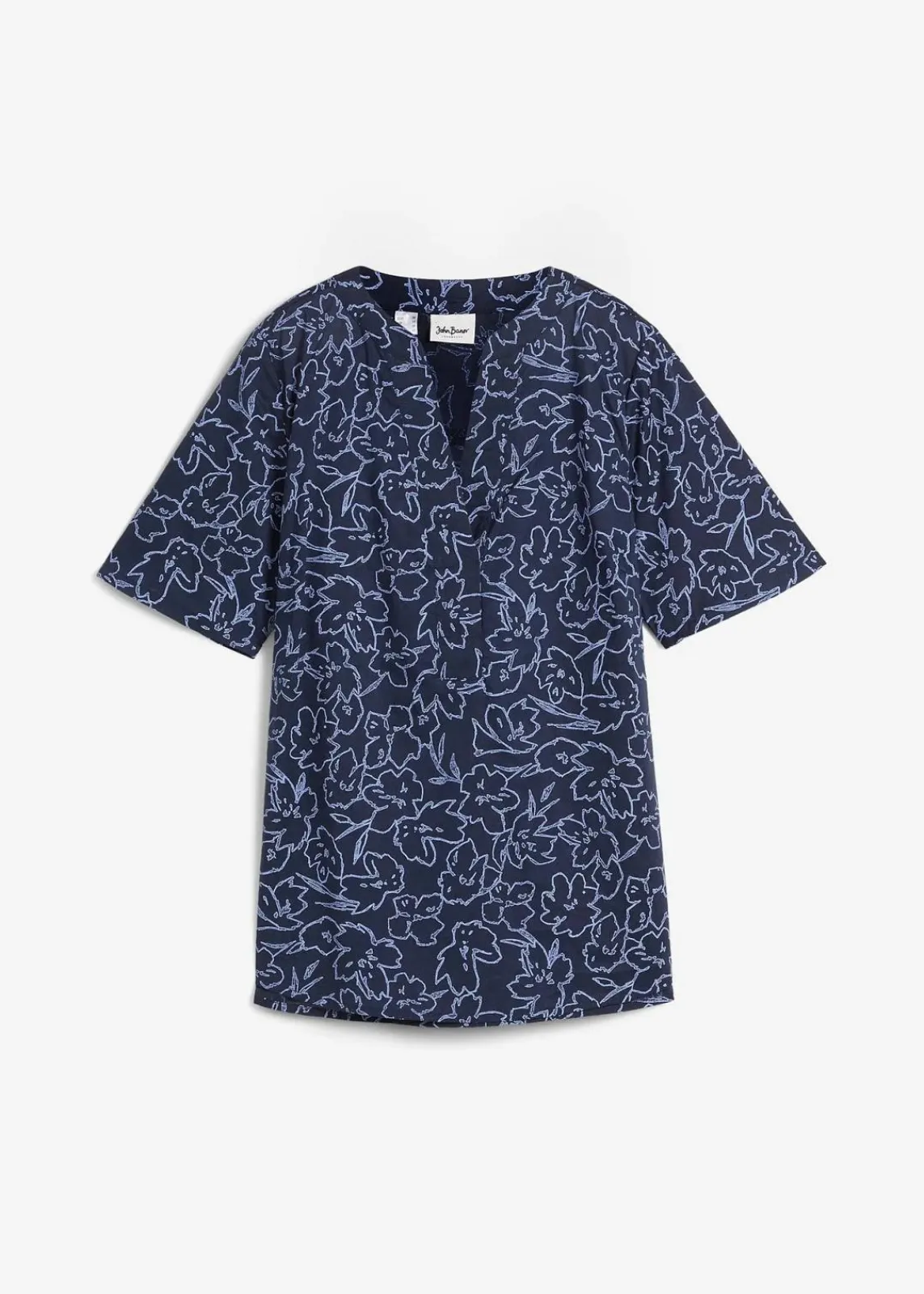 bonprix Blusen & Tuniken^Tunikabluse aus reiner Baumwolle dunkelblau/perlblau floral