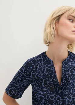 bonprix Blusen & Tuniken^Tunikabluse aus reiner Baumwolle dunkelblau/perlblau floral