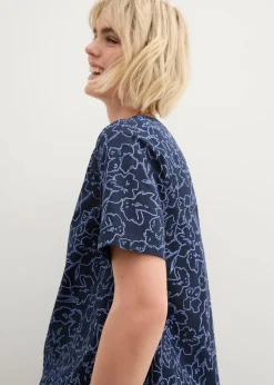 bonprix Blusen & Tuniken^Tunikabluse aus reiner Baumwolle dunkelblau/perlblau floral