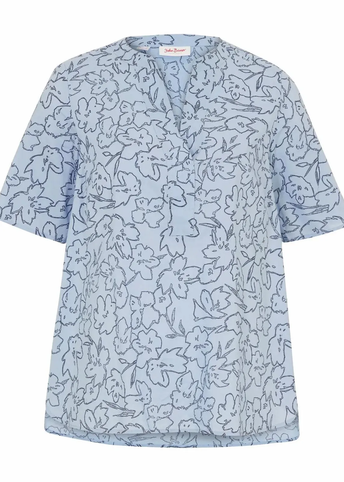 bonprix Blusen & Tuniken^Tunikabluse aus reiner Baumwolle perlblau/dunkelblau floral