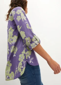 bonprix Blusen & Tuniken^Tunikabluse aus reiner Baumwolle hellindigo floral