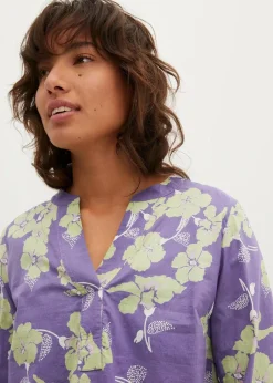 bonprix Blusen & Tuniken^Tunikabluse aus reiner Baumwolle hellindigo floral