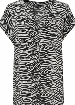 bonprix Blusen & Tuniken|Nachhaltigere Materialien^Tunikabluse aus reiner Viskose schwarz/wollweiß zebra bedruckt