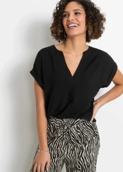 bonprix Bekleidung·Jacken & Mäntel|Nachhaltigere Materialien^Tunikabluse aus reiner Viskose schwarz