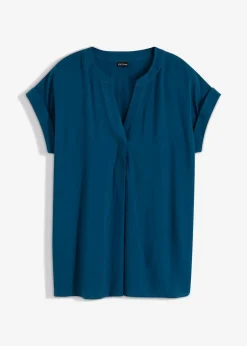 bonprix Blusen & Tuniken|Nachhaltigere Materialien^Tunikabluse aus reiner Viskose blaupetrol