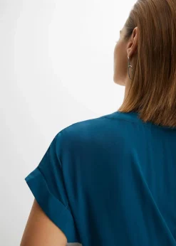 bonprix Blusen & Tuniken|Nachhaltigere Materialien^Tunikabluse aus reiner Viskose blaupetrol