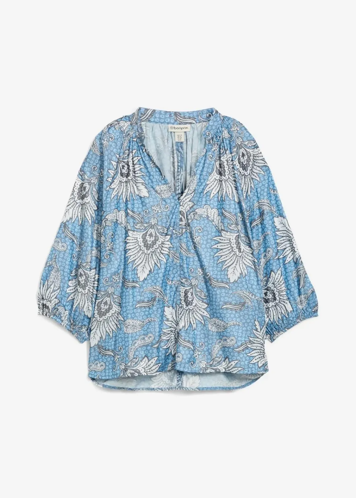 bonprix Bekleidung·Jacken & Mäntel|Blusen & Tuniken^Tunikabluse aus softem Viskose-Mix wellenblau bedruckt