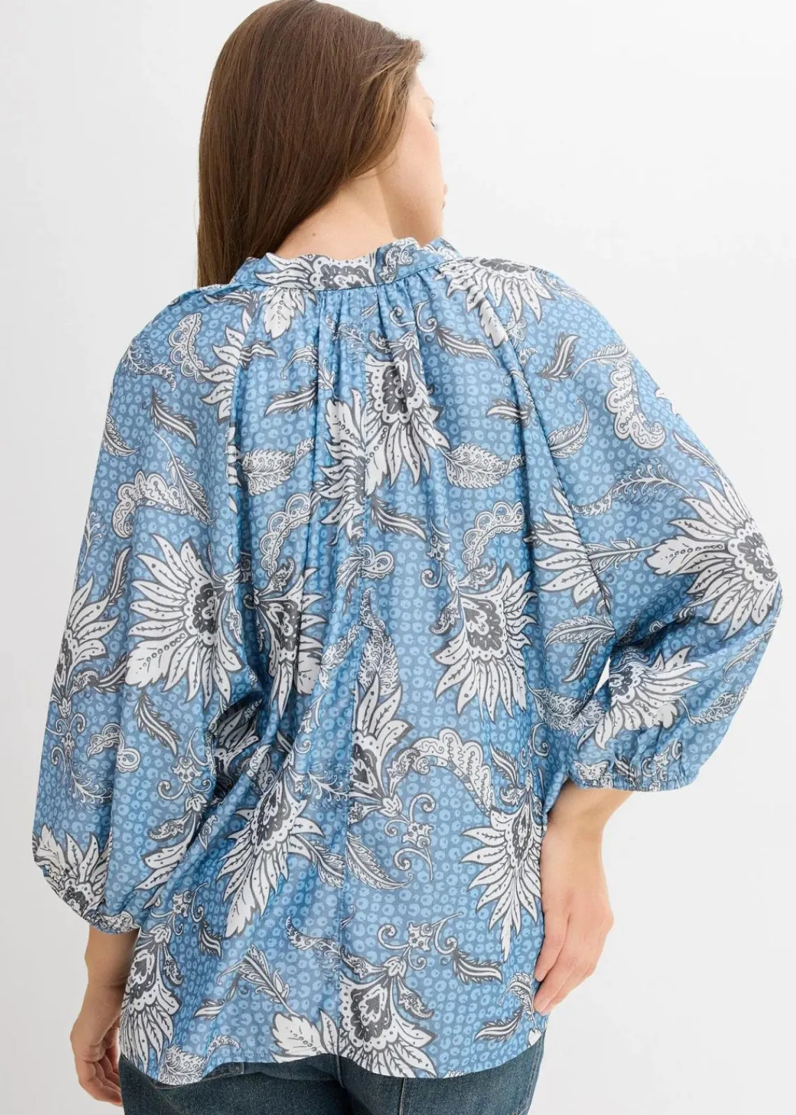 bonprix Bekleidung·Jacken & Mäntel|Blusen & Tuniken^Tunikabluse aus softem Viskose-Mix wellenblau bedruckt