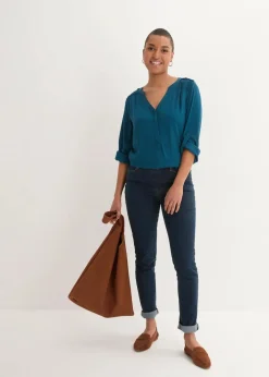 bonprix Bekleidung·Jacken & Mäntel|Nachhaltigere Materialien^Tunikabluse aus softer Viskose blaupetrol