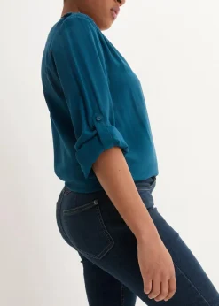 bonprix Bekleidung·Jacken & Mäntel|Nachhaltigere Materialien^Tunikabluse aus softer Viskose blaupetrol