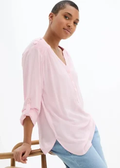 bonprix Blusen & Tuniken|Nachhaltigere Materialien^Tunikabluse aus softer Viskose puderrosa