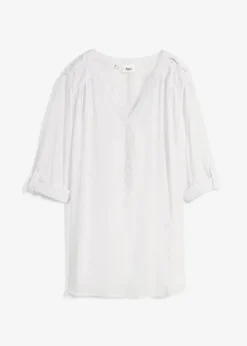 bonprix Blusen & Tuniken|Nachhaltigere Materialien^Tunikabluse aus softer Viskose weiß