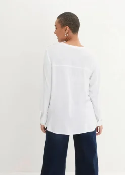 bonprix Blusen & Tuniken|Nachhaltigere Materialien^Tunikabluse aus softer Viskose weiß