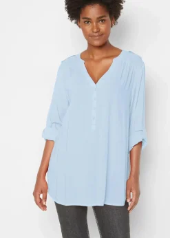 bonprix Blusen & Tuniken|Nachhaltigere Materialien^Tunikabluse aus softer Viskose hellblau