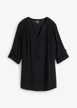 bonprix Blusen & Tuniken|Nachhaltigere Materialien^Tunikabluse aus softer Viskose schwarz