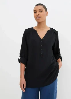 bonprix Blusen & Tuniken|Nachhaltigere Materialien^Tunikabluse aus softer Viskose schwarz