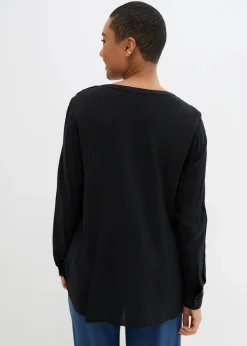 bonprix Blusen & Tuniken|Nachhaltigere Materialien^Tunikabluse aus softer Viskose schwarz