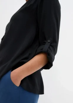 bonprix Blusen & Tuniken|Nachhaltigere Materialien^Tunikabluse aus softer Viskose schwarz