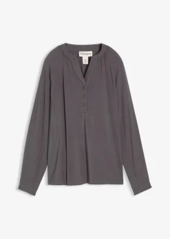 bonprix Bekleidung·Jacken & Mäntel|Blusen & Tuniken^Tunikabluse aus Viskose schiefergrau