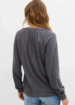 bonprix Bekleidung·Jacken & Mäntel|Blusen & Tuniken^Tunikabluse aus Viskose schiefergrau