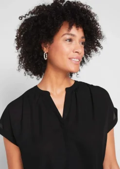 bonprix Blusen & Tuniken|Bekleidung·Jacken & Mäntel^Tunikabluse Georgette schwarz