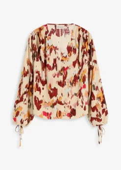 bonprix Bekleidung·Jacken & Mäntel|Blusen & Tuniken^Tunikabluse mit metallischen Garn beige bedruckt