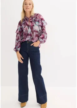 bonprix Nachhaltigere Materialien|Blusen & Tuniken^Tunikabluse mit Volants dunkelfuchsia paisley