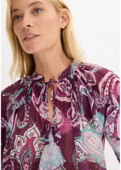 bonprix Nachhaltigere Materialien|Blusen & Tuniken^Tunikabluse mit Volants dunkelfuchsia paisley