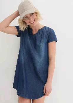 bonprix Bekleidung·Pullover & Strickjacken|Kleider^Tunika-Jeanskleid blau denim used
