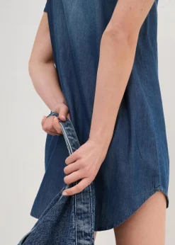 bonprix Bekleidung·Pullover & Strickjacken|Kleider^Tunika-Jeanskleid blau denim used