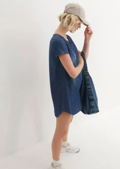 bonprix Bekleidung·Pullover & Strickjacken|Kleider^Tunika-Jeanskleid blau denim used
