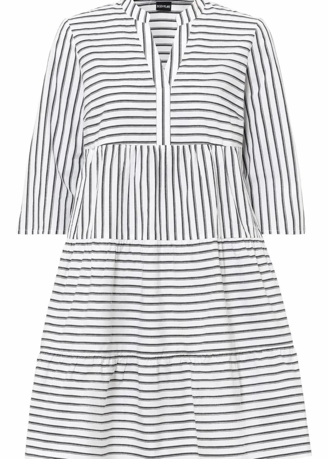 bonprix Kleider|Bekleidung·Pullover & Strickjacken^Tunika-Kleid schwarz / weiß gestreift