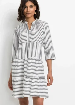 bonprix Kleider|Bekleidung·Pullover & Strickjacken^Tunika-Kleid schwarz / weiß gestreift