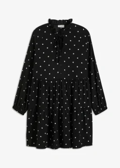bonprix Bekleidung·Pullover & Strickjacken|Kleider^Tunika-Kleid schwarz/weiß gepunktet