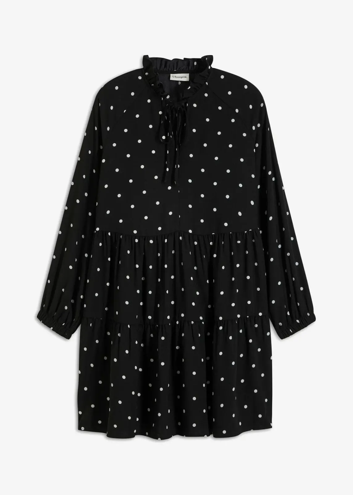 bonprix Bekleidung·Pullover & Strickjacken|Kleider^Tunika-Kleid schwarz/weiß gepunktet