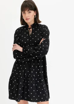 bonprix Bekleidung·Pullover & Strickjacken|Kleider^Tunika-Kleid schwarz/weiß gepunktet