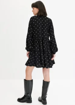 bonprix Bekleidung·Pullover & Strickjacken|Kleider^Tunika-Kleid schwarz/weiß gepunktet
