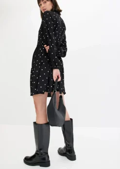 bonprix Bekleidung·Pullover & Strickjacken|Kleider^Tunika-Kleid schwarz/weiß gepunktet