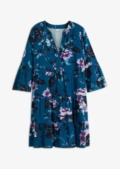 bonprix Kleider|Bekleidung·Pullover & Strickjacken^Tunika-Kleid blau floral