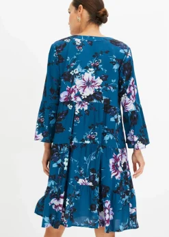 bonprix Kleider|Bekleidung·Pullover & Strickjacken^Tunika-Kleid blau floral