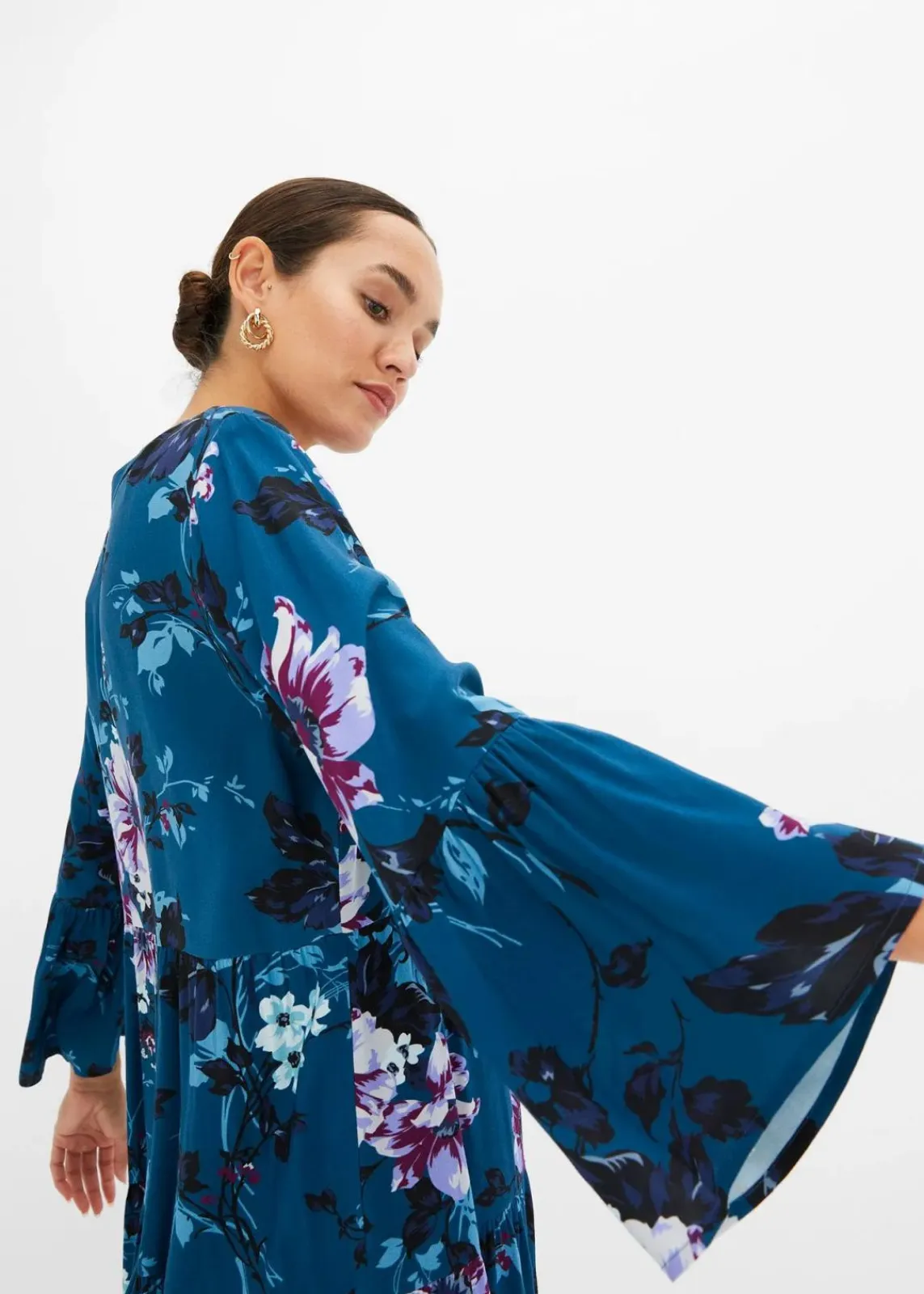 bonprix Kleider|Bekleidung·Pullover & Strickjacken^Tunika-Kleid blau floral