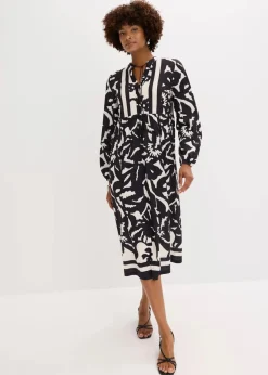 bonprix Bekleidung·Pullover & Strickjacken|Kleider^Tunika-Kleid schwarz/weiß bedruckt